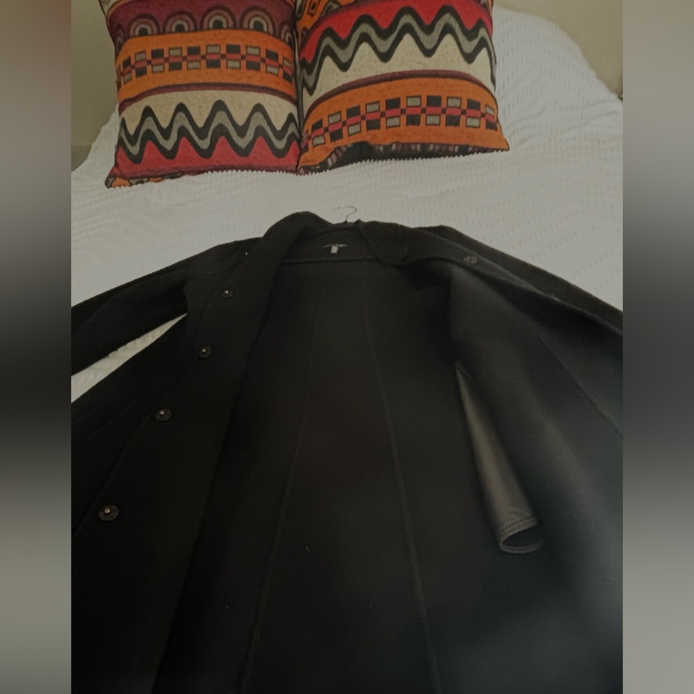 EILEEN FISHER VINTAGE BLACK WOOL SWING COAT (NEHRU) STAND UP COLLAR SZ XS- S - Picture 10 of 16